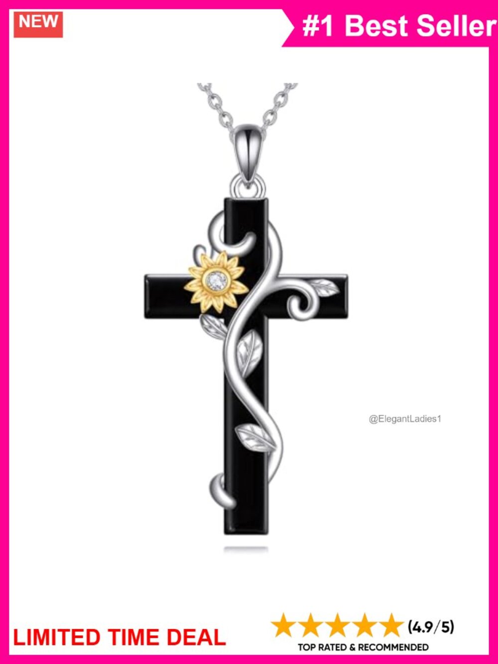 Sterling Silver Diamond Cross Pendant Necklace 18+2" Religious Gift